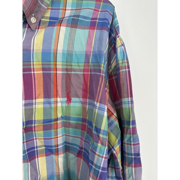 Ralph Lauren Men's Button Down Plaid Blue Label  Long sleeve Size‎ XXL - Picture 3 of 5